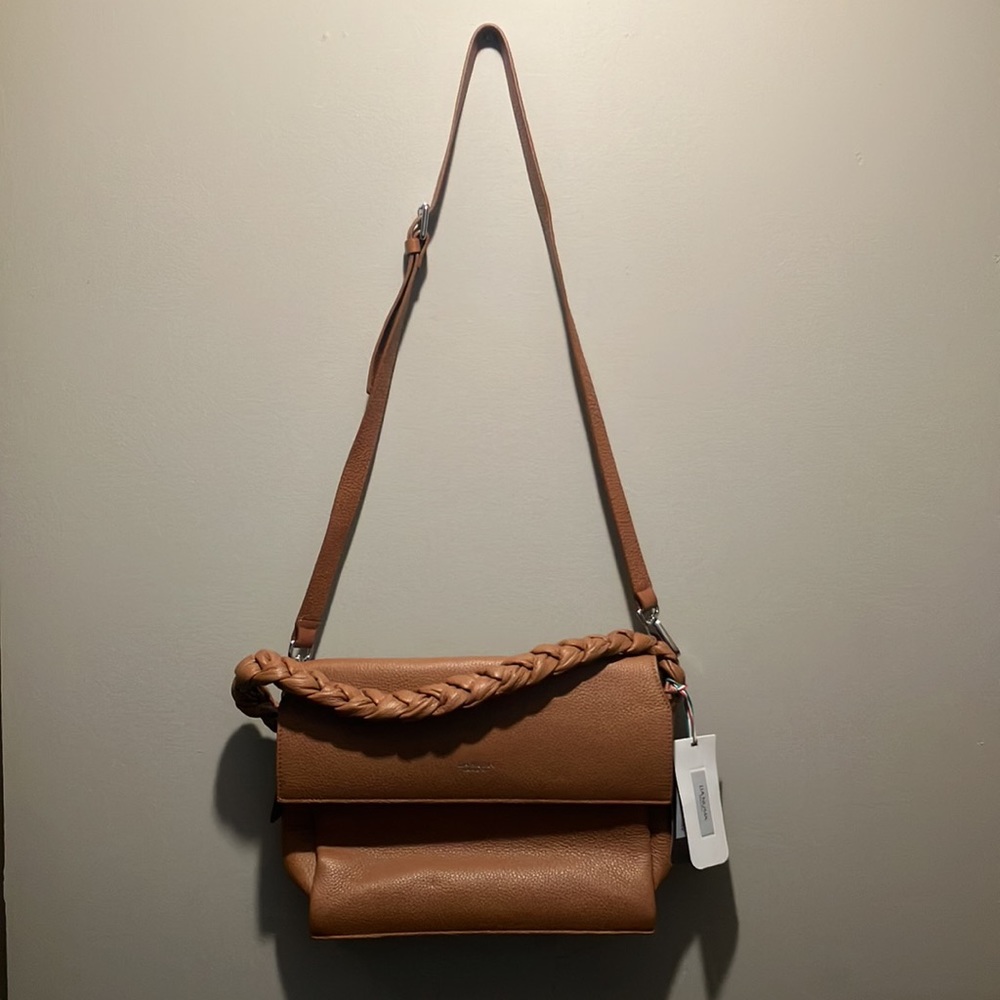 NWT Lia Numa made in Italy genuine leather bag braided strap optional crossbody - Picture 3 of 14